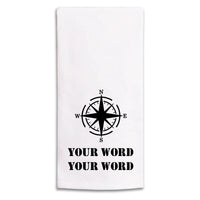 Compass Two Line Text Personalized Tea Towel