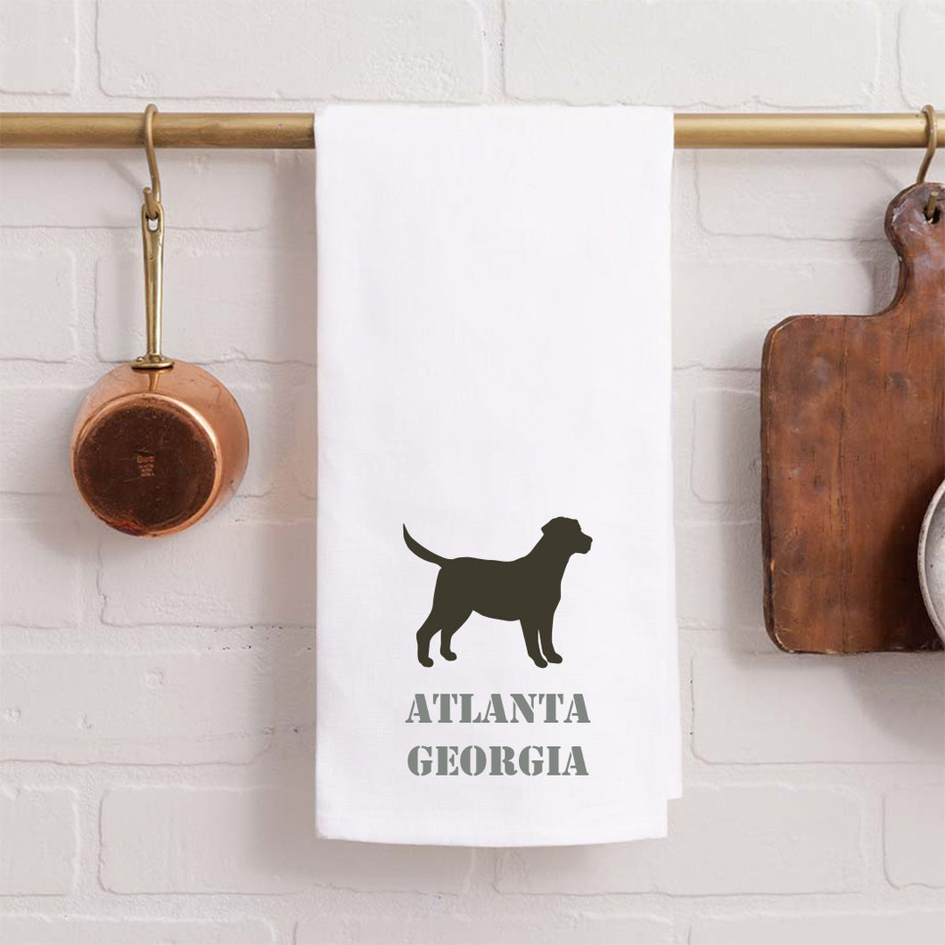 Personalized Dog Two Line Text Tea Towel