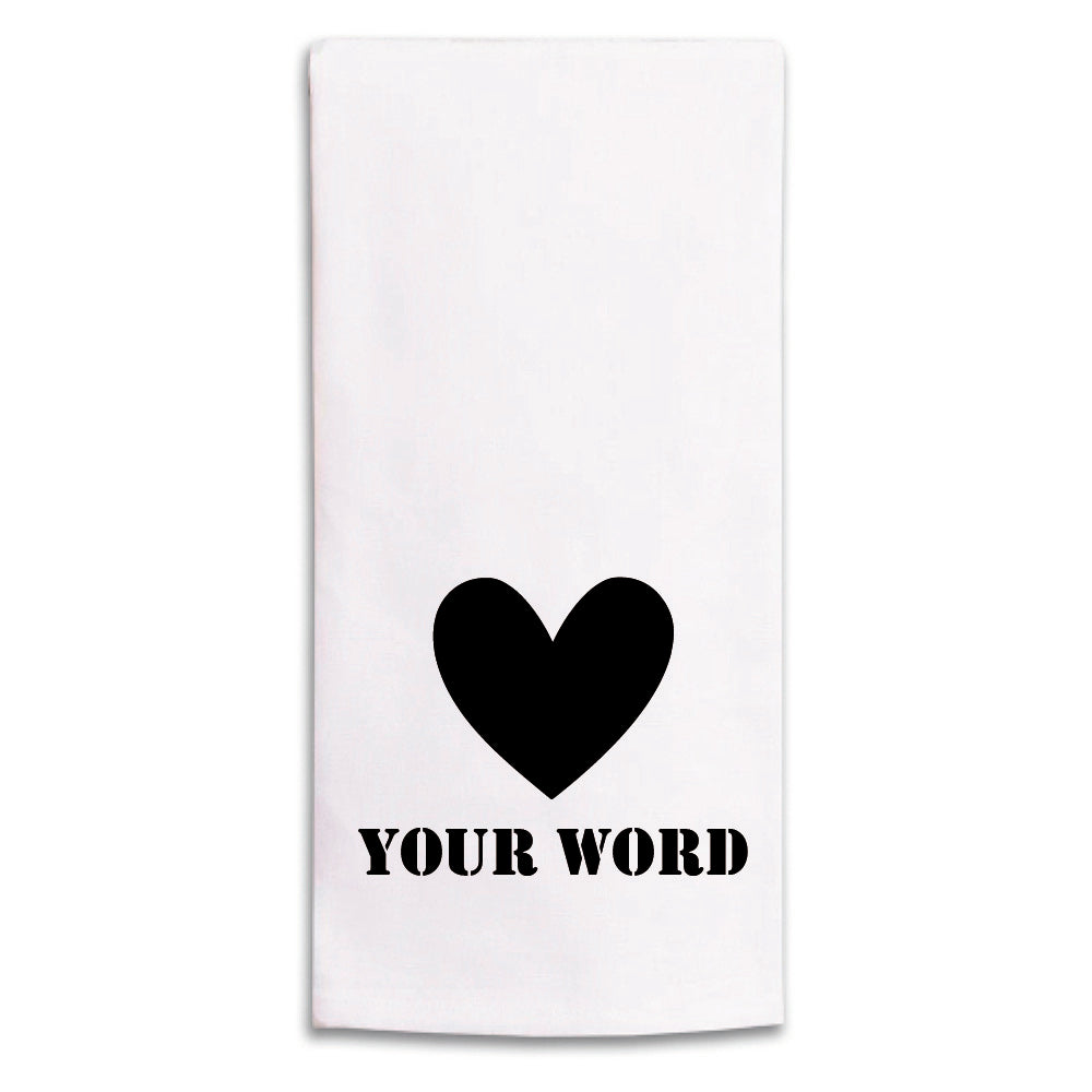 Heart One Line Text Personalized Tea Towel