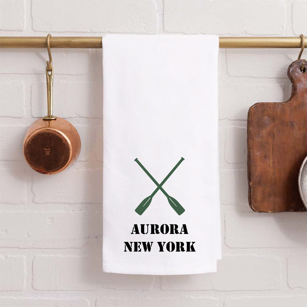 Personalized Oars Two Line Text Tea Towel