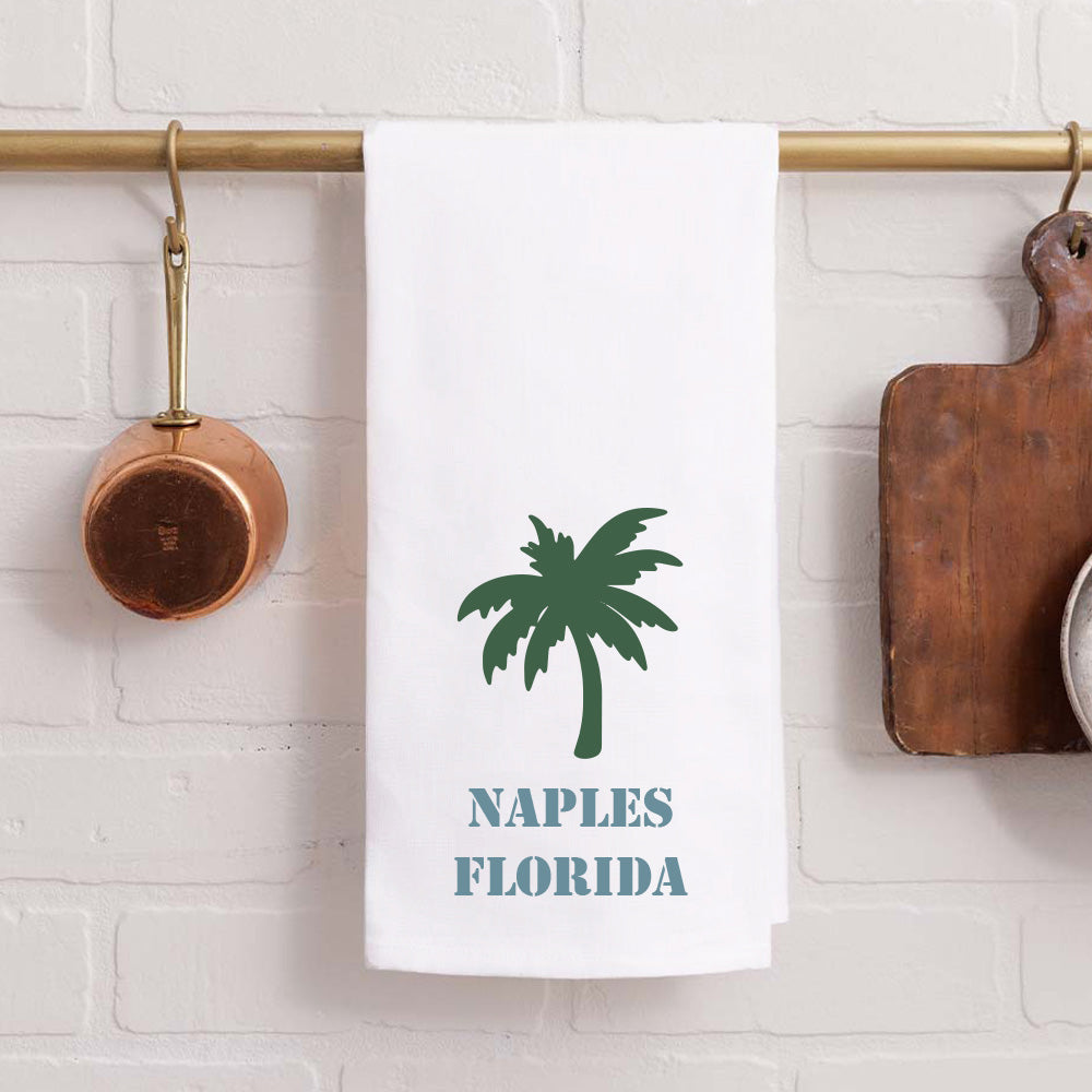 Personalized Palm Tree Two Line Text Tea Towel