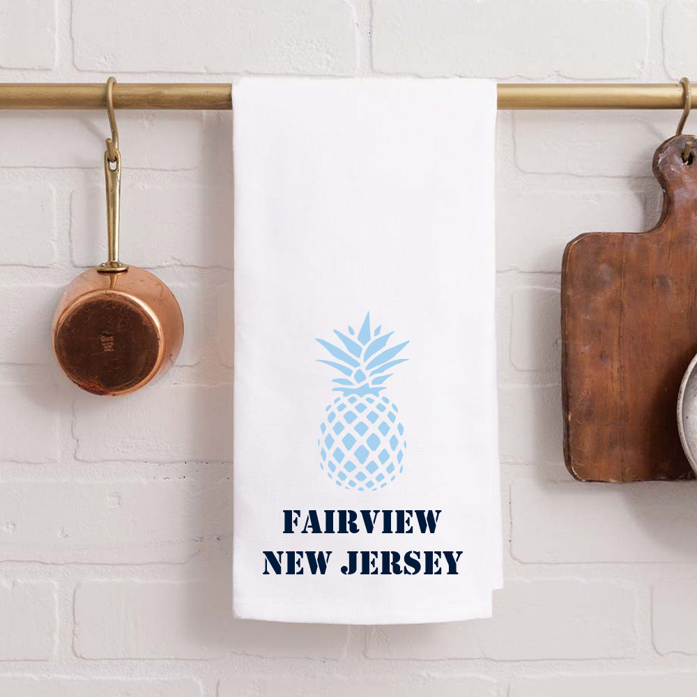Personalized Pineapple Two Line Text Tea Towel