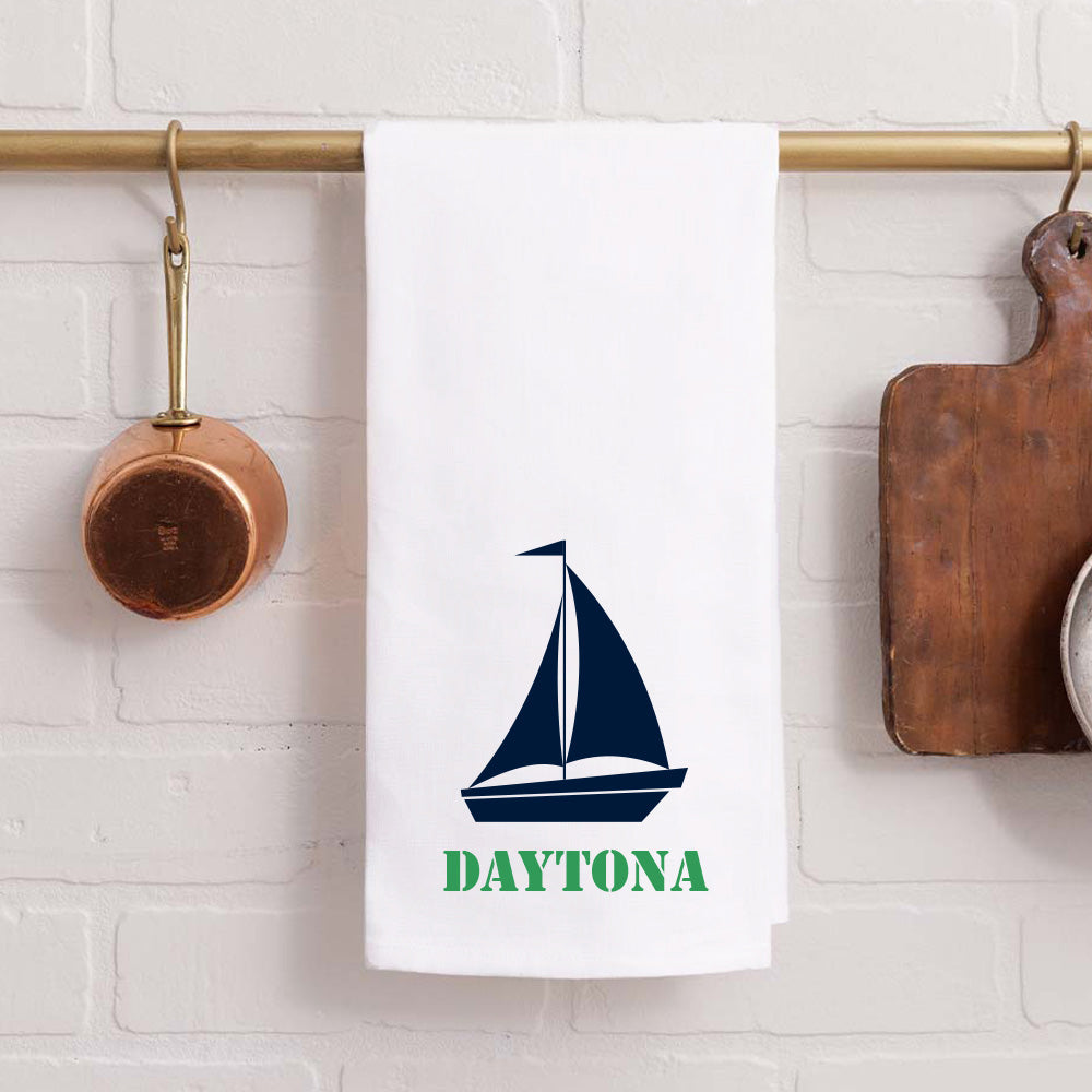 Personalized Sailboat One Line Text Tea Towel