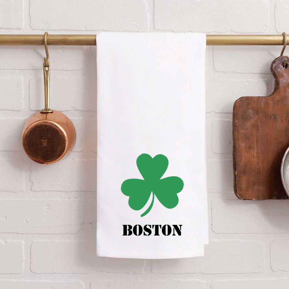 Personalized Shamrock One Line Text Tea Towel