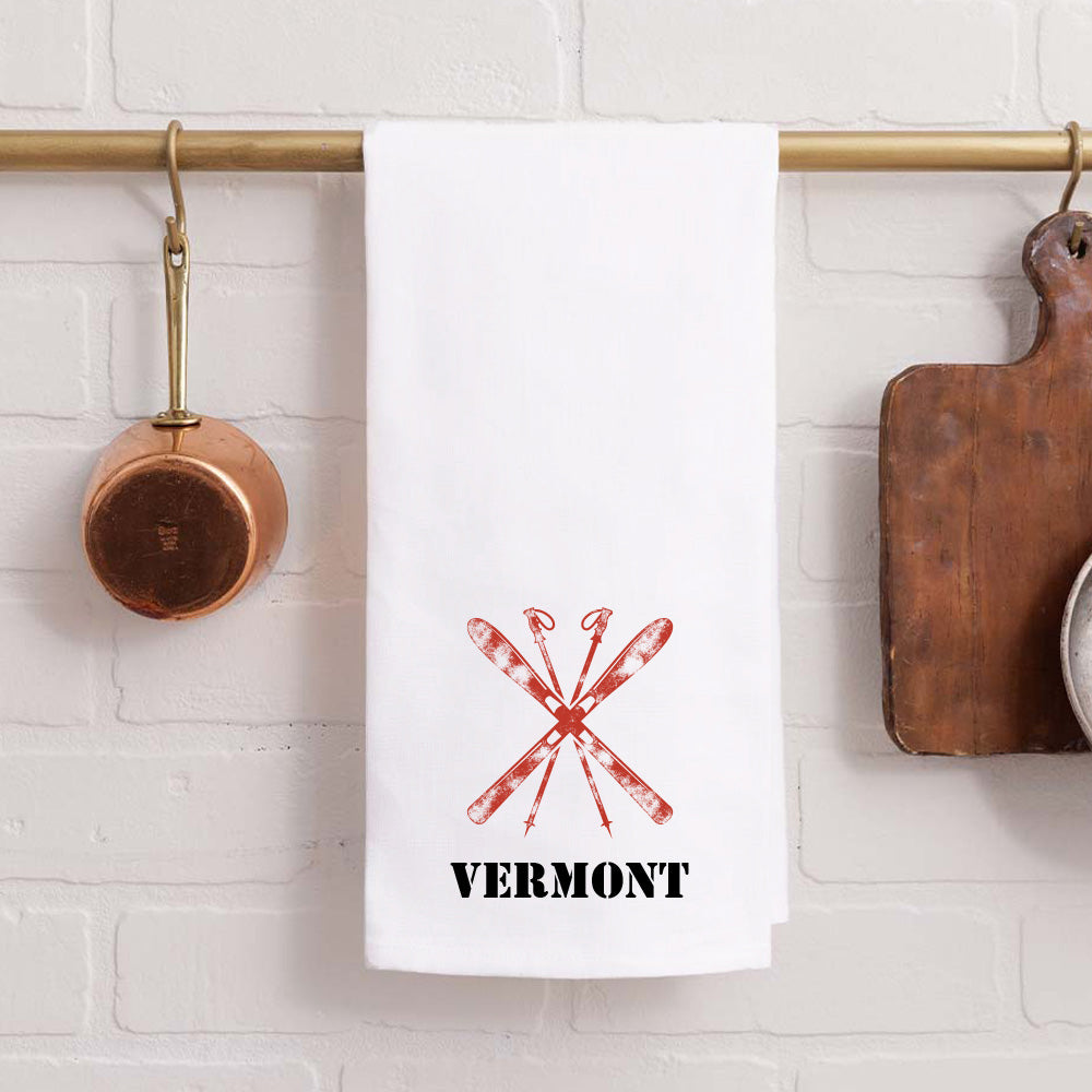 Skis One Line Text Personalized Tea Towel