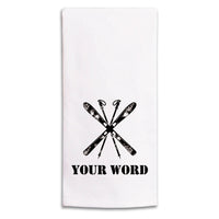Skis One Line Text Personalized Tea Towel
