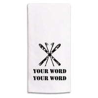 Skis Two Line Text Personalized Tea Towel