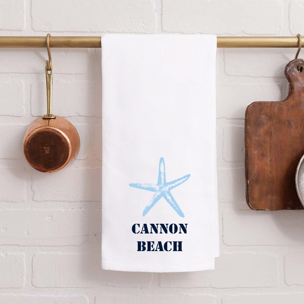 Personalized Starfish Two Line Text Tea Towel