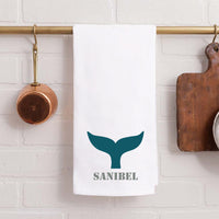 Whale Tail One Line Text Personalized Tea Towel