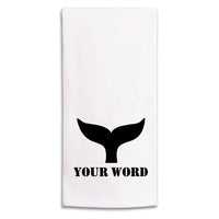 Whale Tail One Line Text Personalized Tea Towel