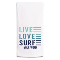 Live Love Surf Personalized Tea Towel