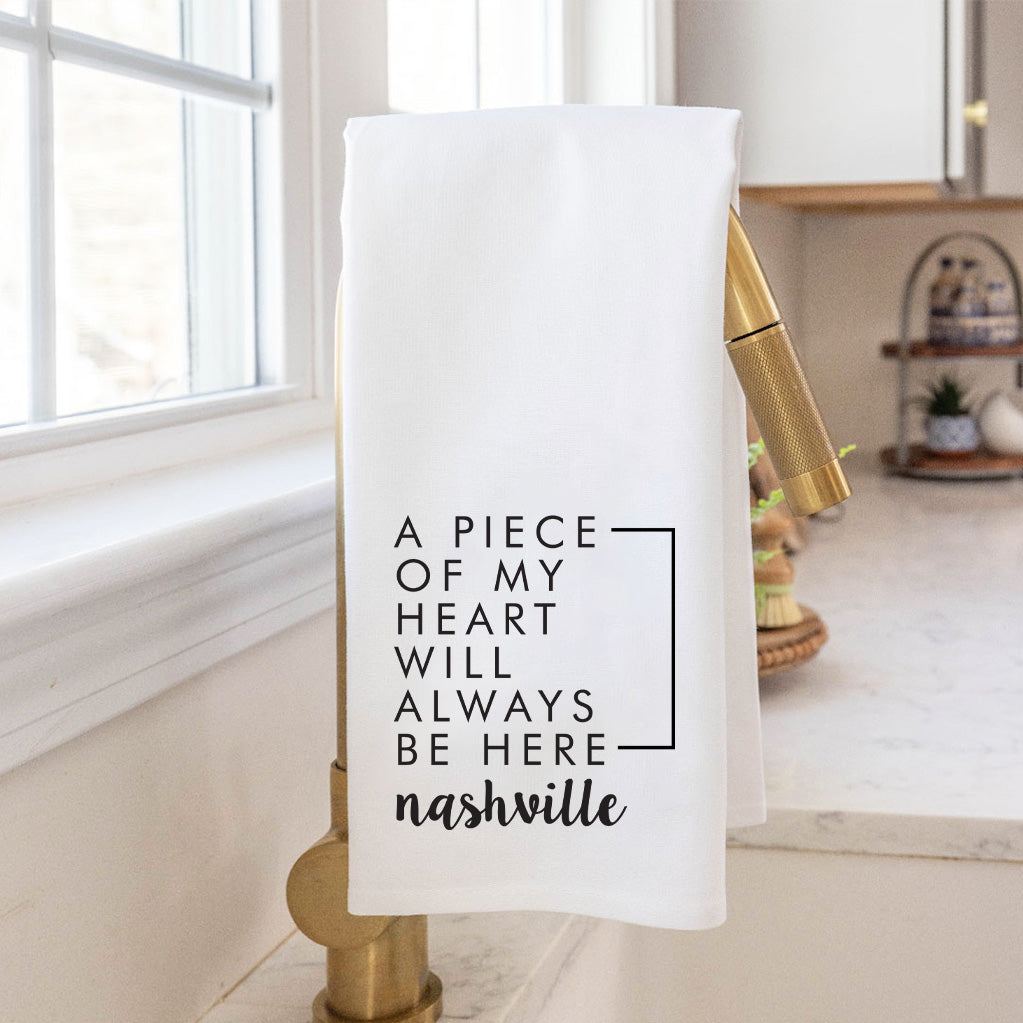 Personalized My Heart Will Always Be Here Tea Towel