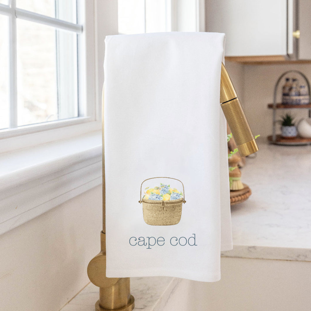 Personalized Hydrangea Lemon Basket Tea Towel