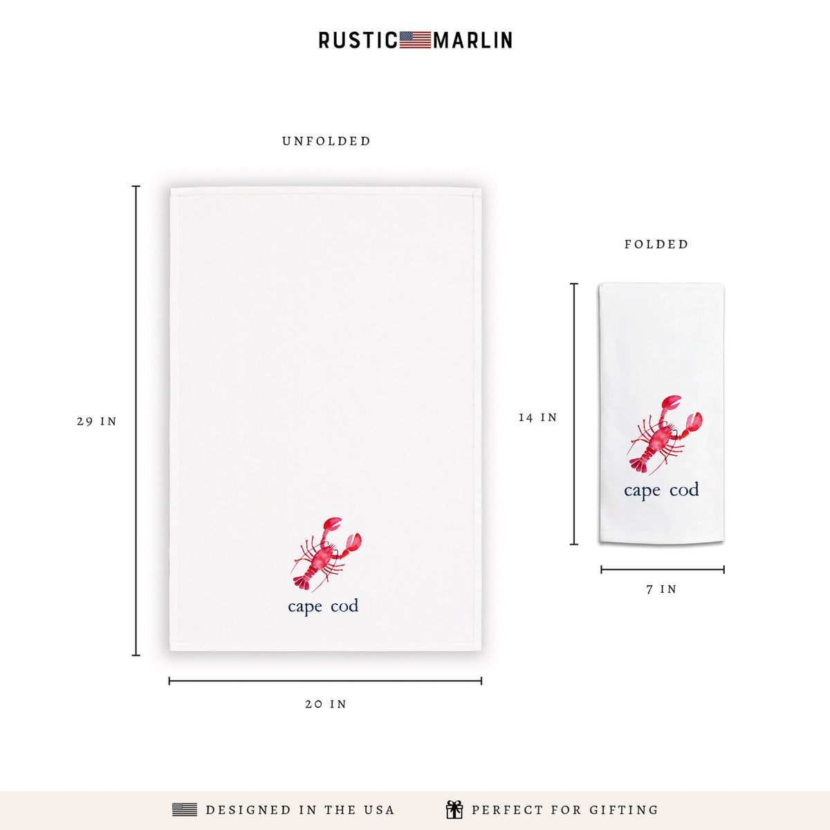 Watercolor Lobster Personalized Tea Towel
