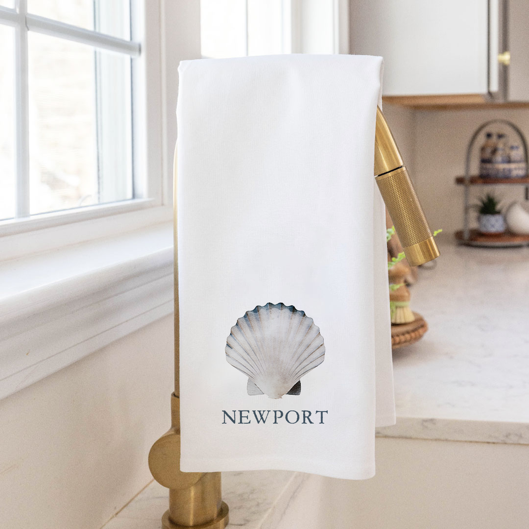 Personalized Watercolor Shell Tea Towel