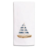 Watercolor Sailboat Personalized Tea Towel