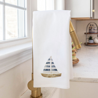 Watercolor Sailboat Personalized Tea Towel