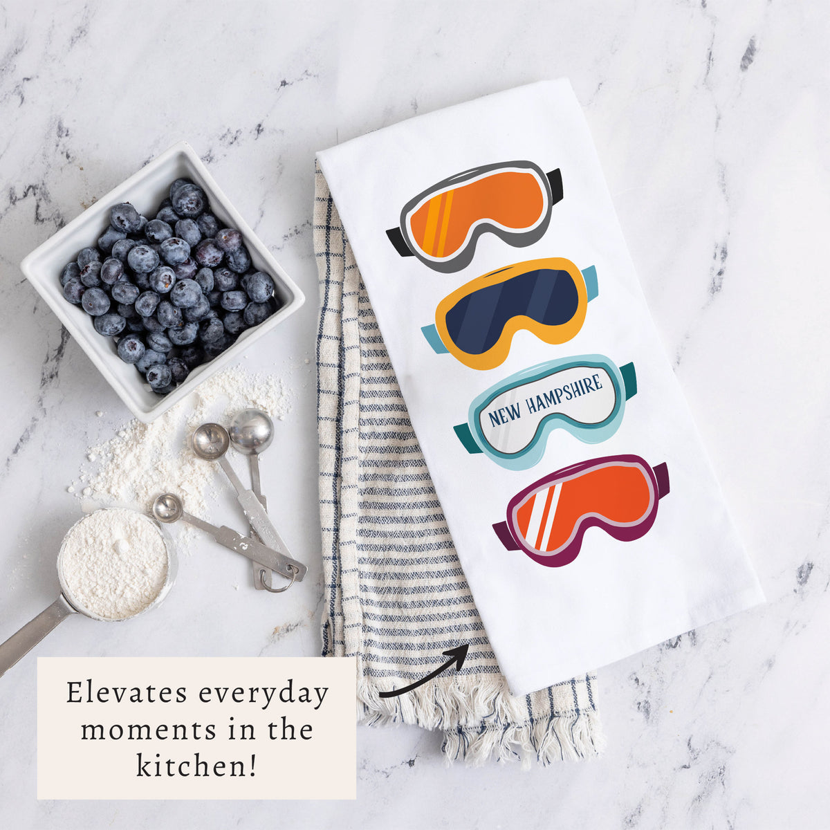 Ski Goggles Personalized Tea Towel