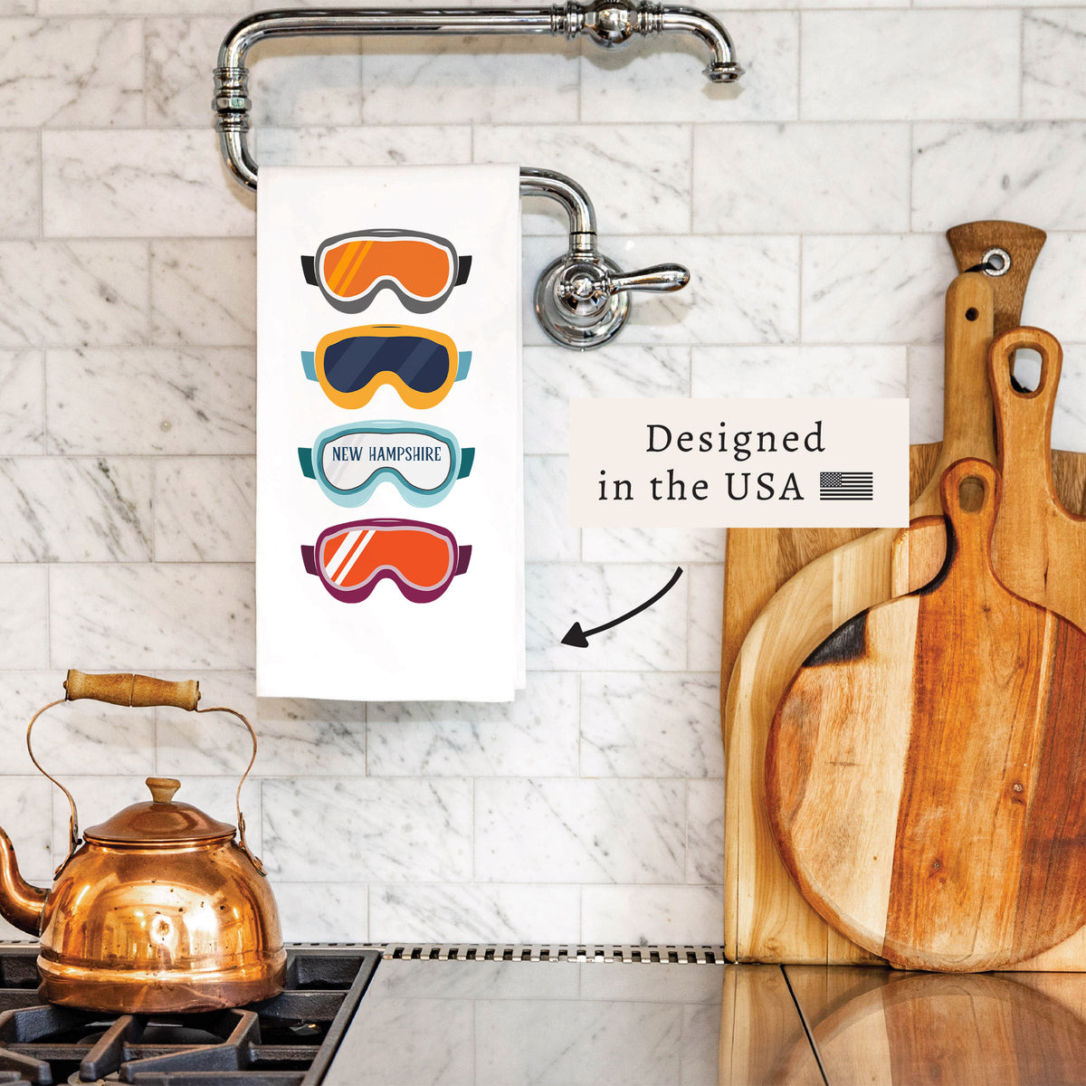 Ski Goggles Personalized Tea Towel