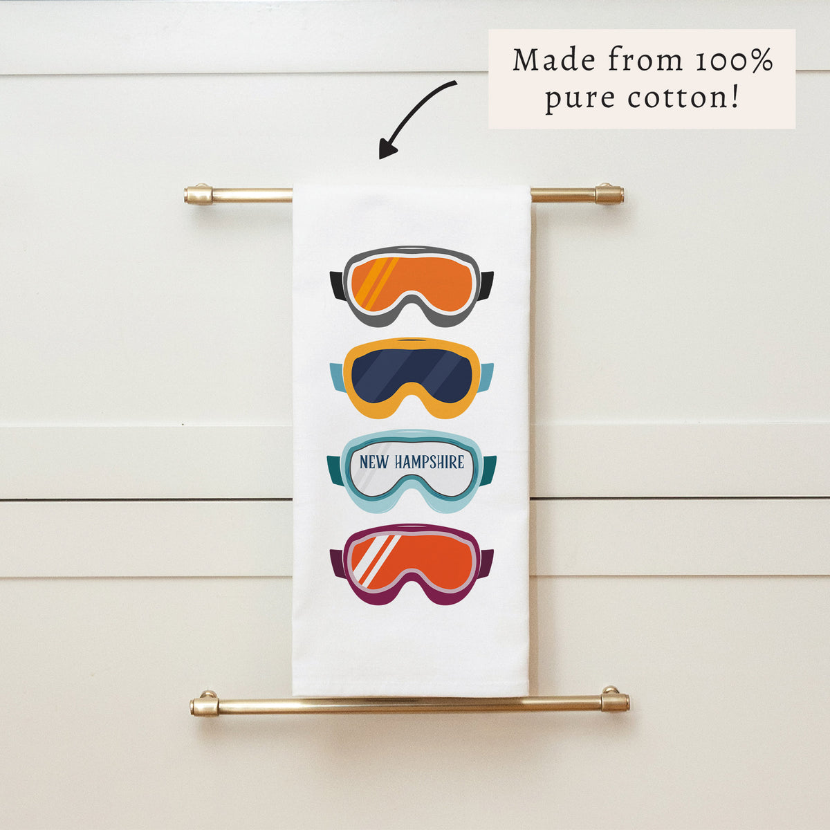 Ski Goggles Personalized Tea Towel