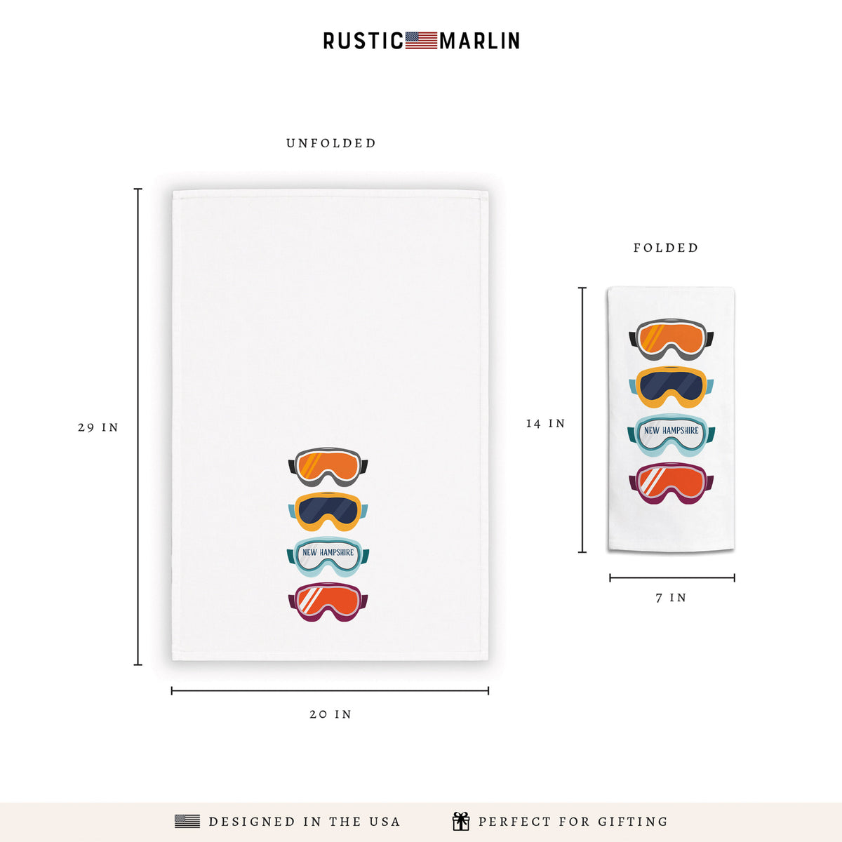 Ski Goggles Personalized Tea Towel
