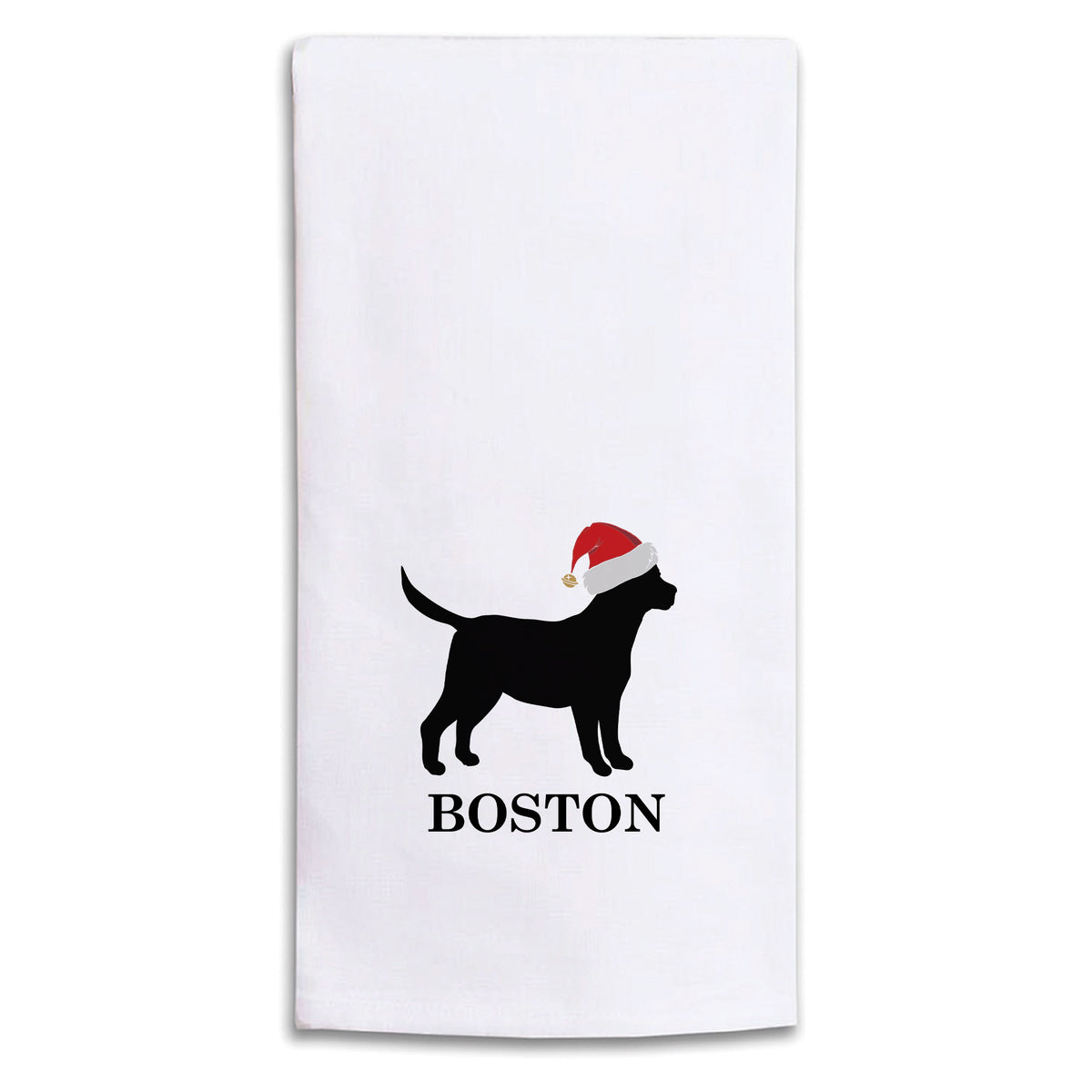Santa Dog Personalized Tea Towel
