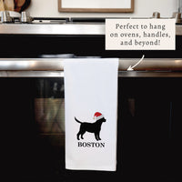 Santa Dog Personalized Tea Towel