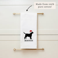 Santa Dog Personalized Tea Towel