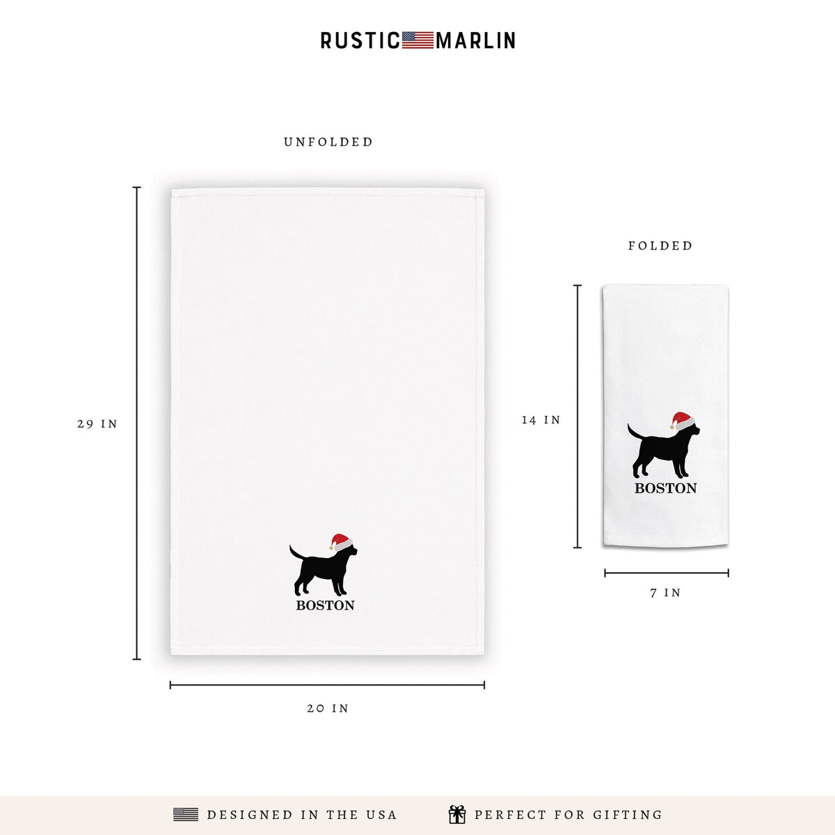 Santa Dog Personalized Tea Towel