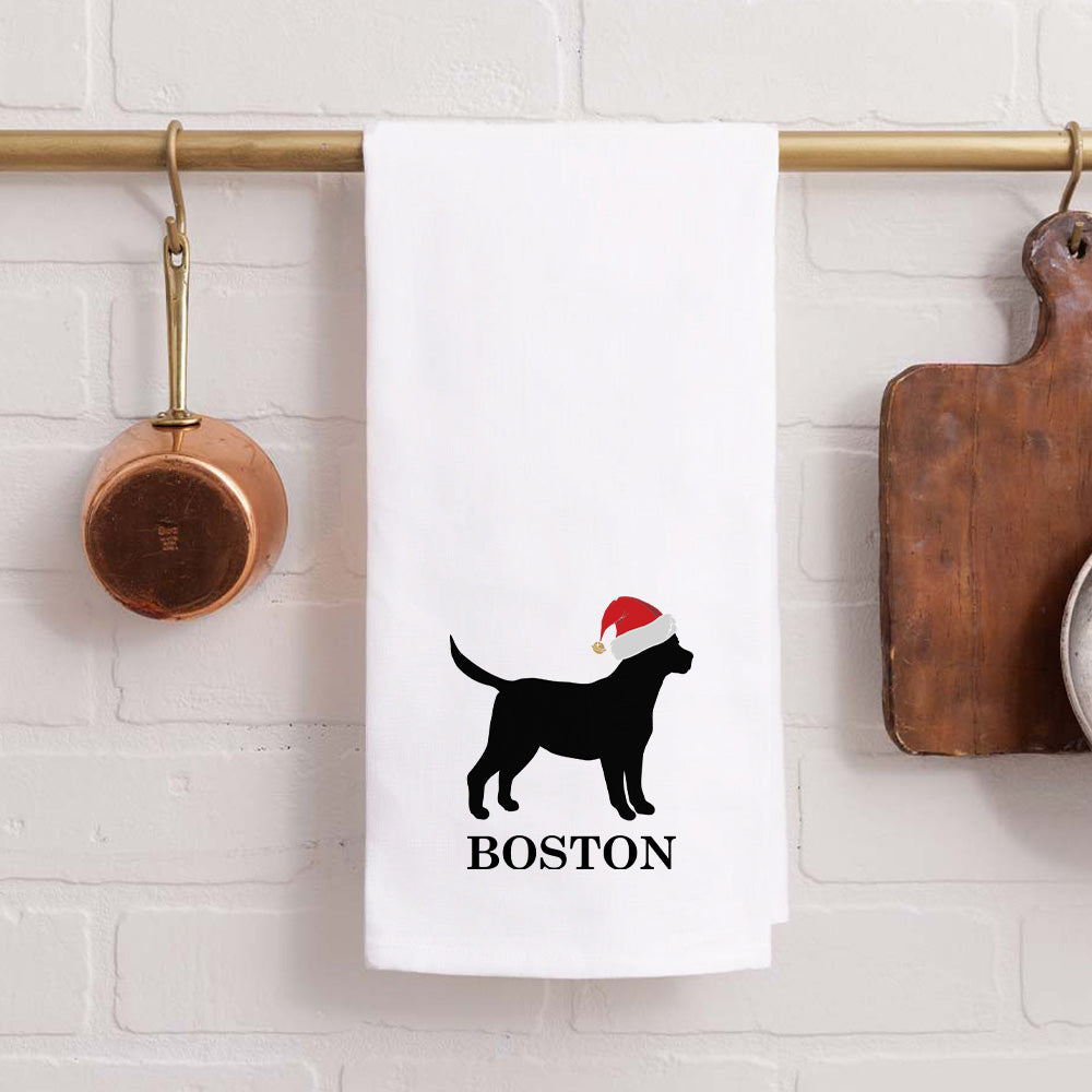 Personalized Santa Dog Tea Towel