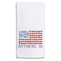 American Flag Floral Personalized Tea Towel