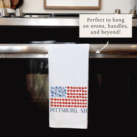 American Flag Floral Personalized Tea Towel