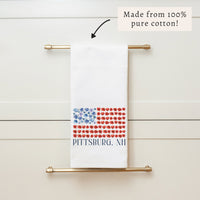 American Flag Floral Personalized Tea Towel