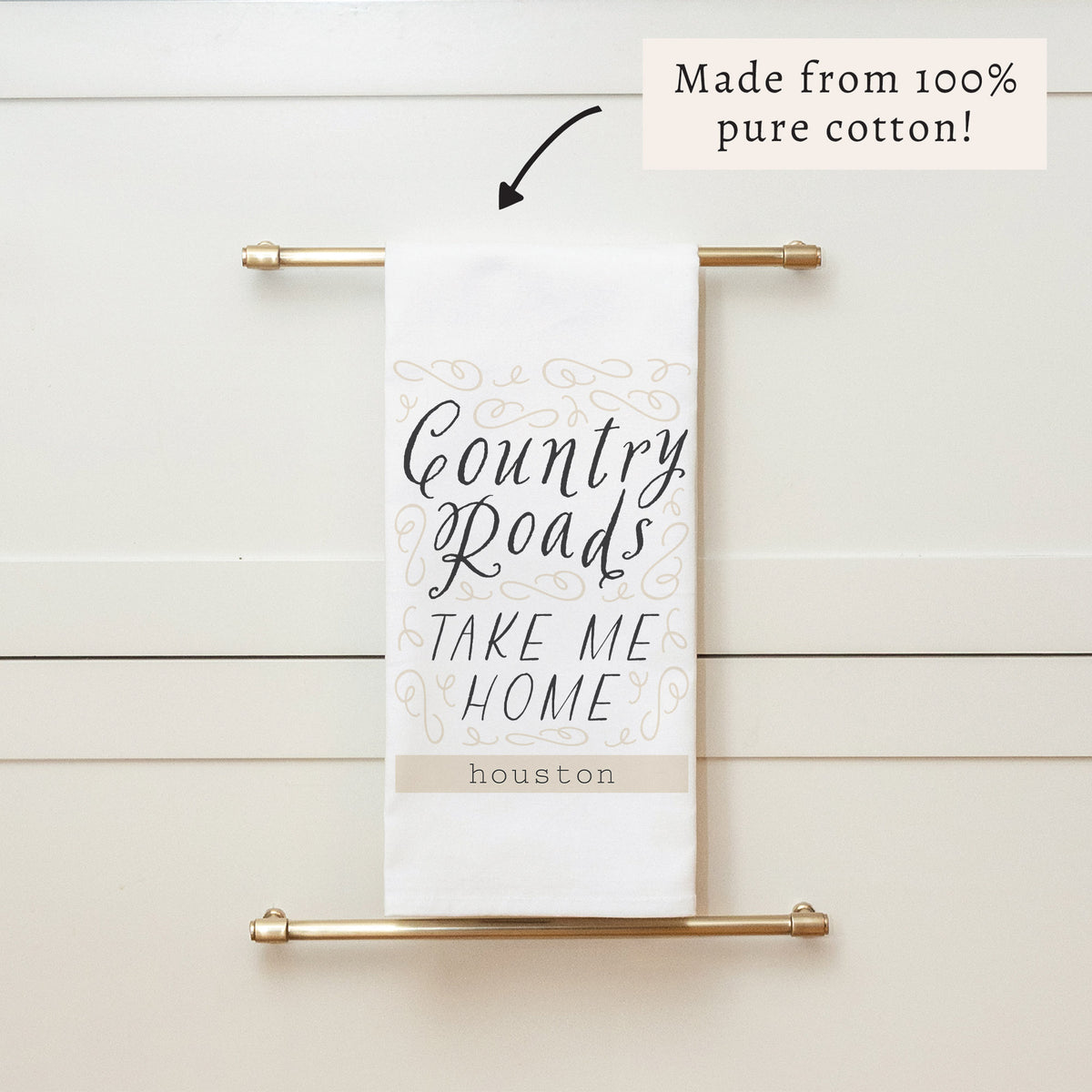 Country Roads Take Me Home Personalized Tea Towel