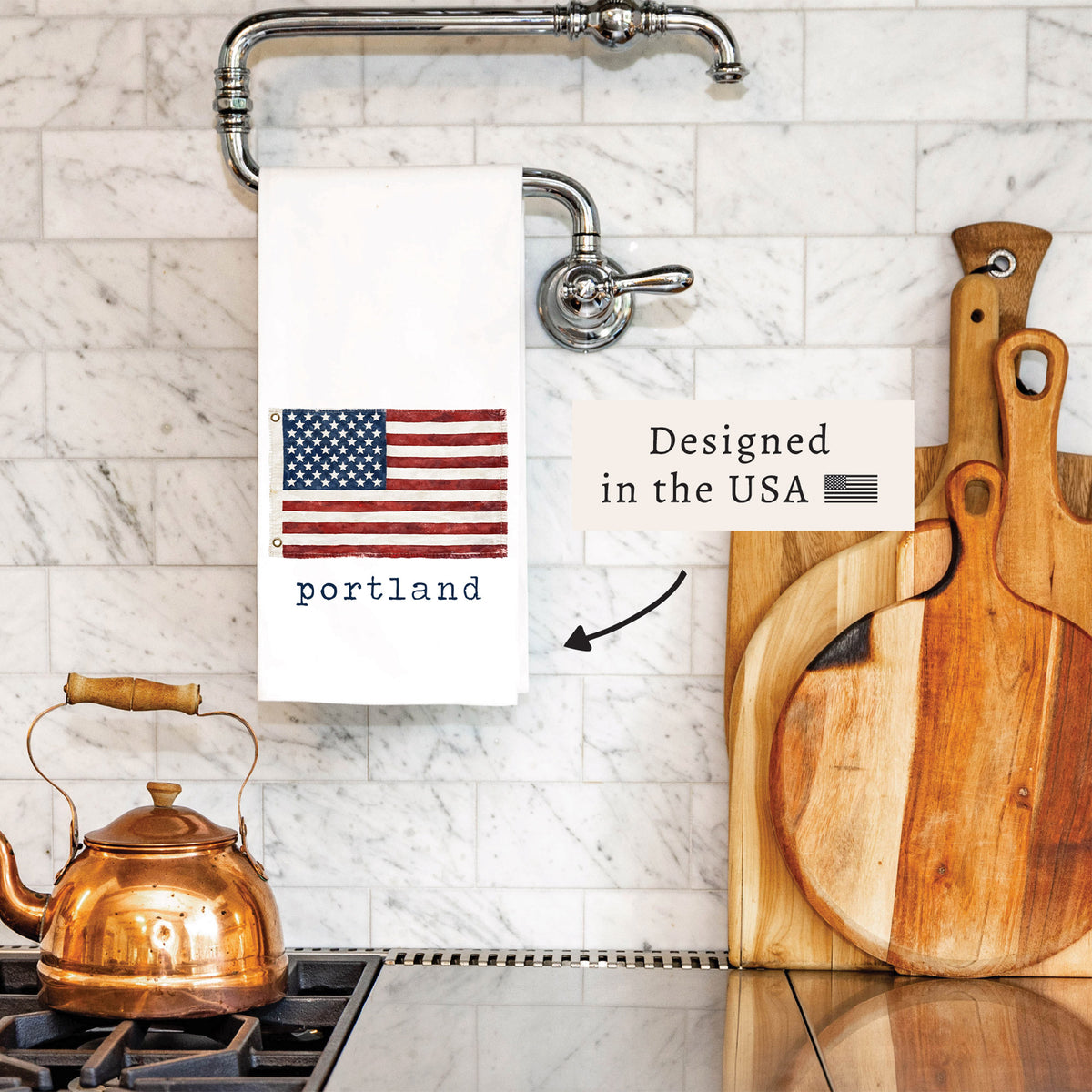 American Vintage Flag Personalized Tea Towel