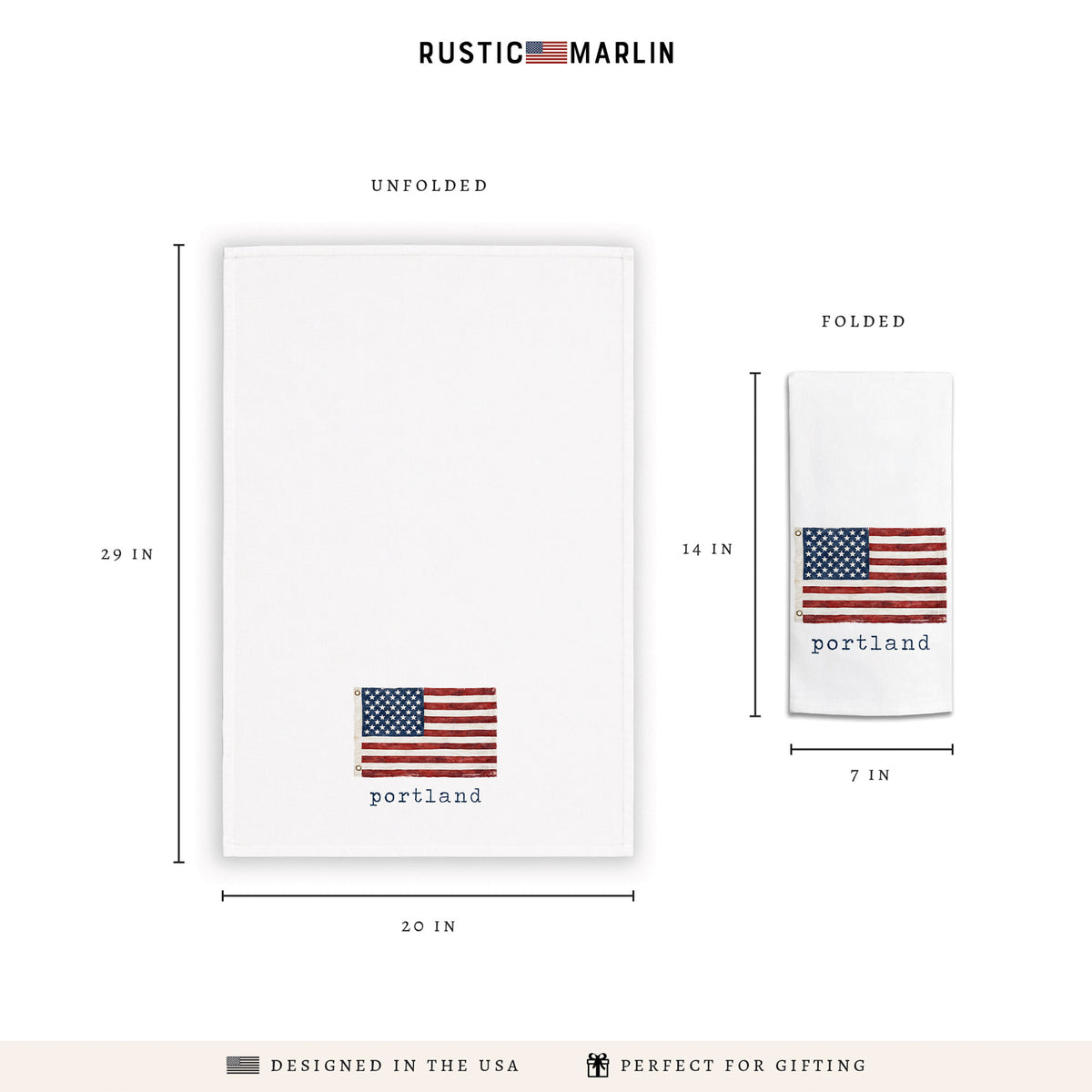 American Vintage Flag Personalized Tea Towel