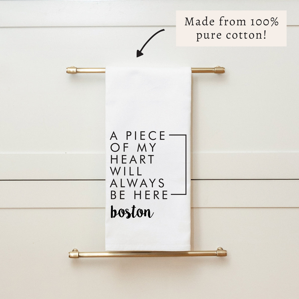 A Piece of My Heart Boston Tea Towel