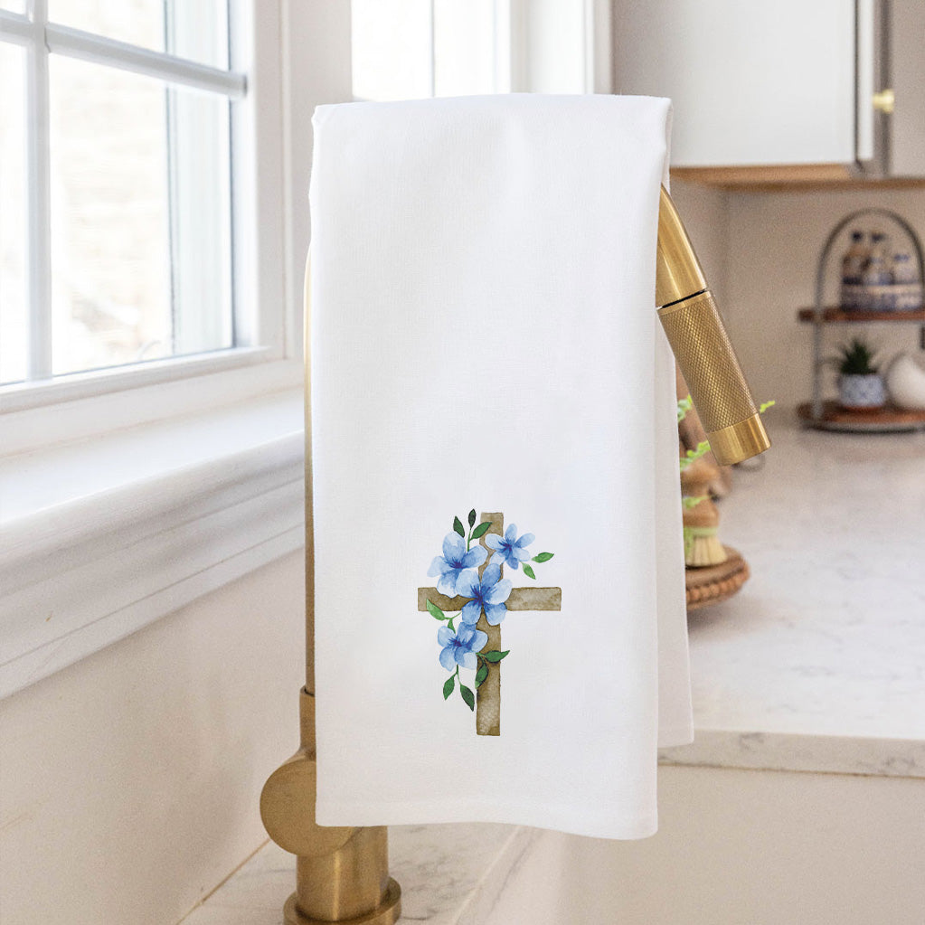 Morning Glory Floral Cross Tea Towel