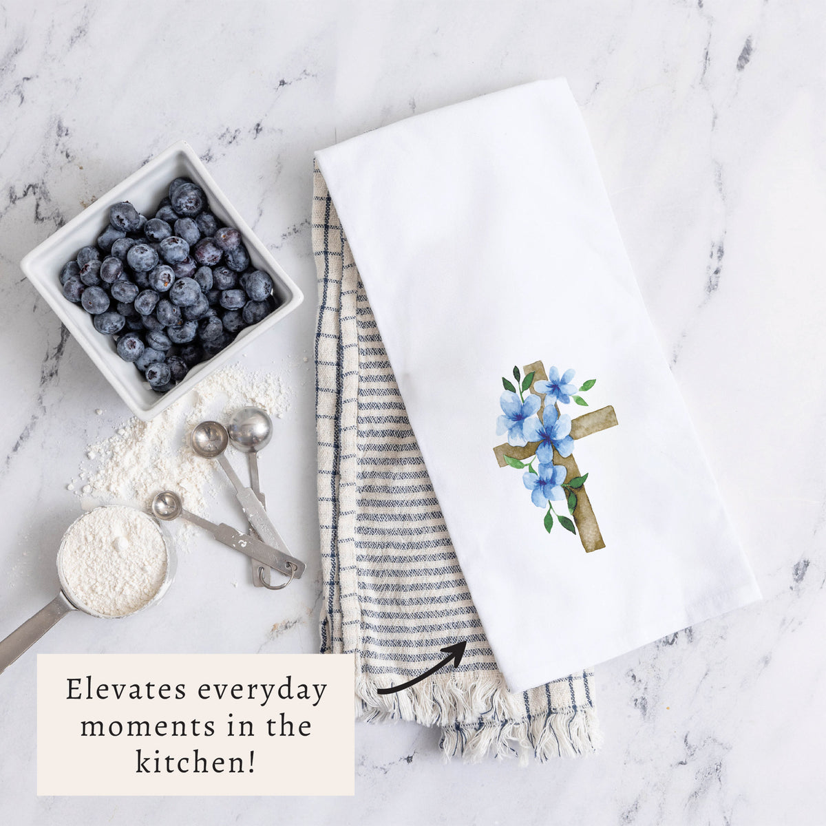 Floral Cross Tea Towel