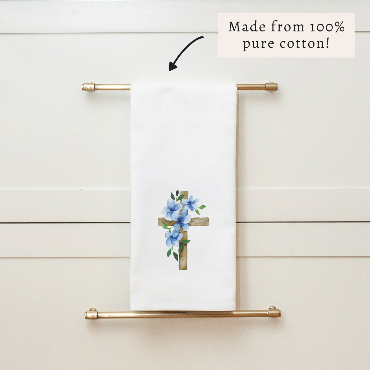 Floral Cross Tea Towel