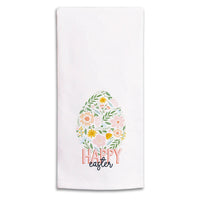 Floral Easter Egg Happy Easter Tea Towel