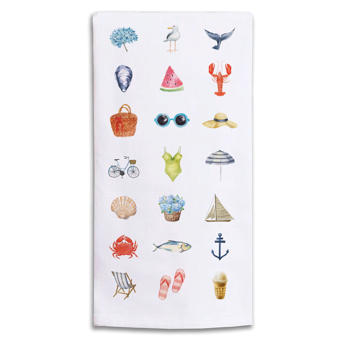 Beach Icons Tea Towel