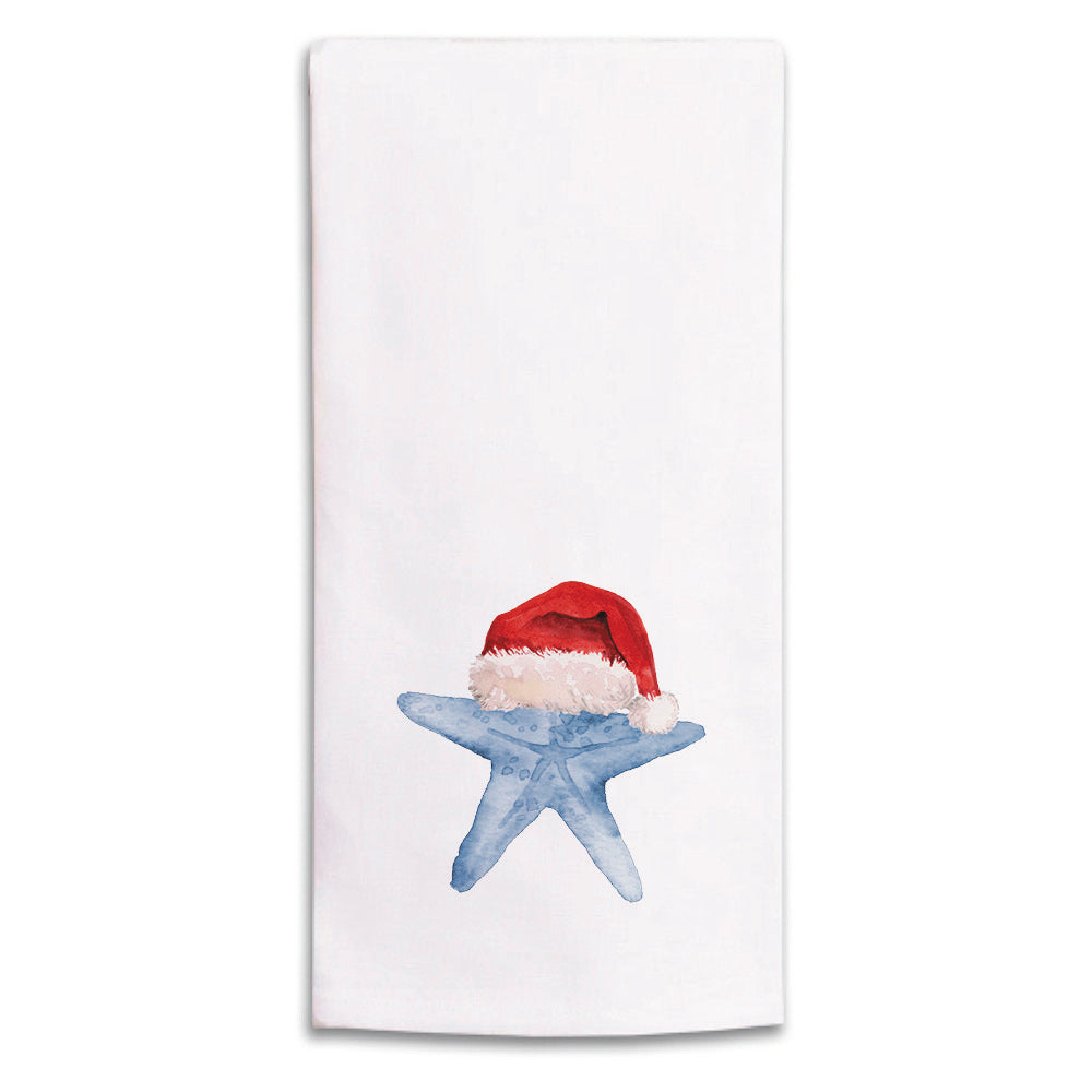 Watercolor Santa Starfish Tea Towel