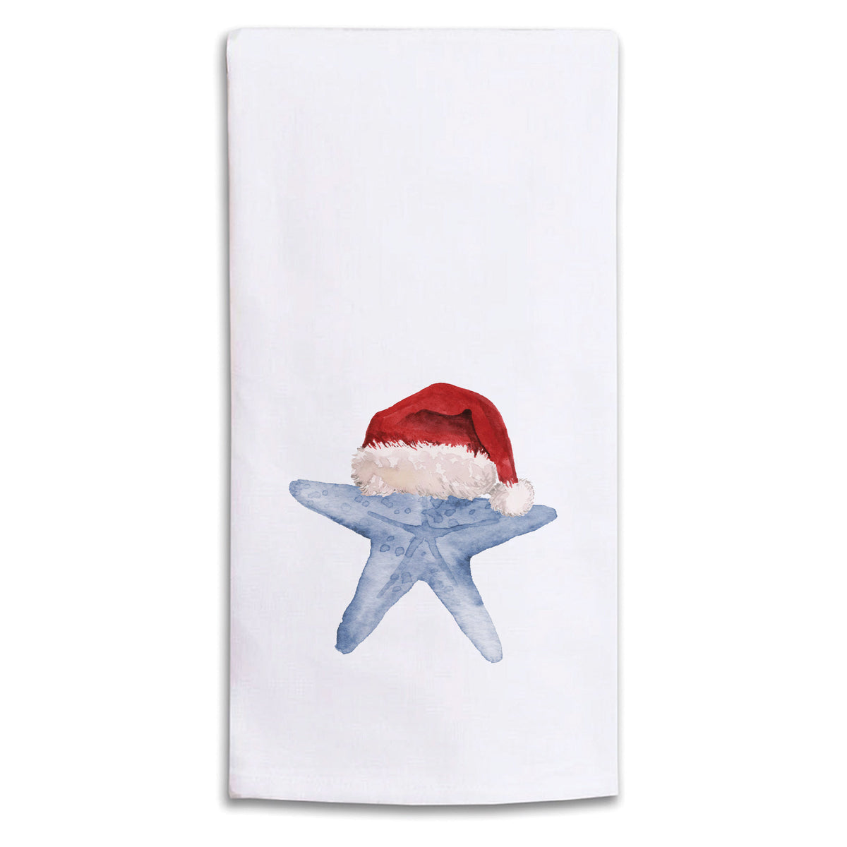 Watercolor Santa Starfish Tea Towel