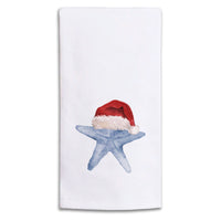 Watercolor Santa Starfish Tea Towel