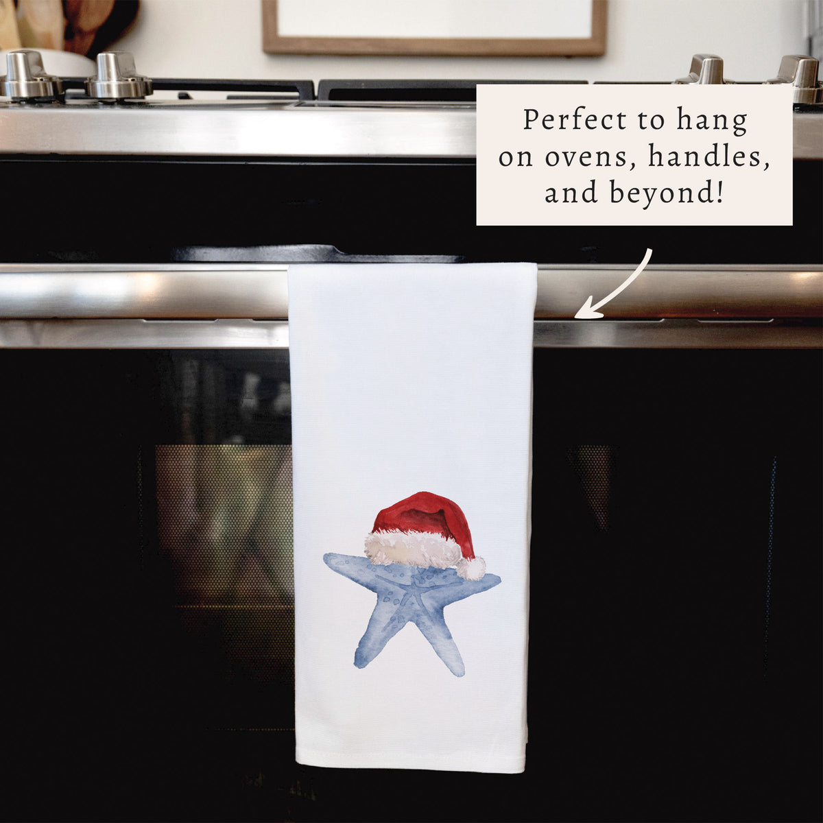 Watercolor Santa Starfish Tea Towel