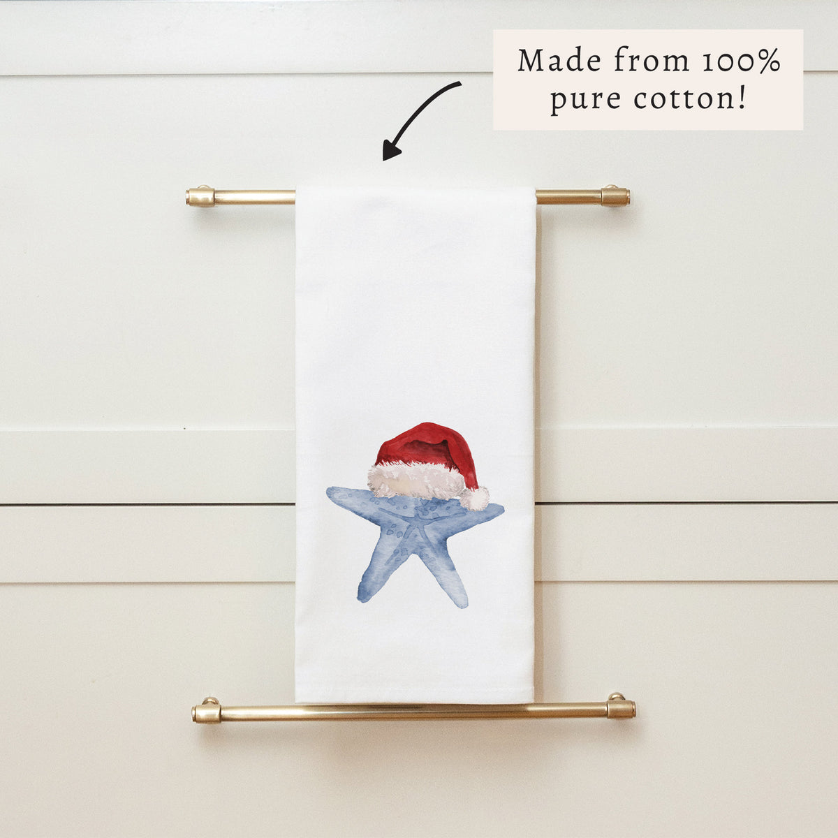 Watercolor Santa Starfish Tea Towel