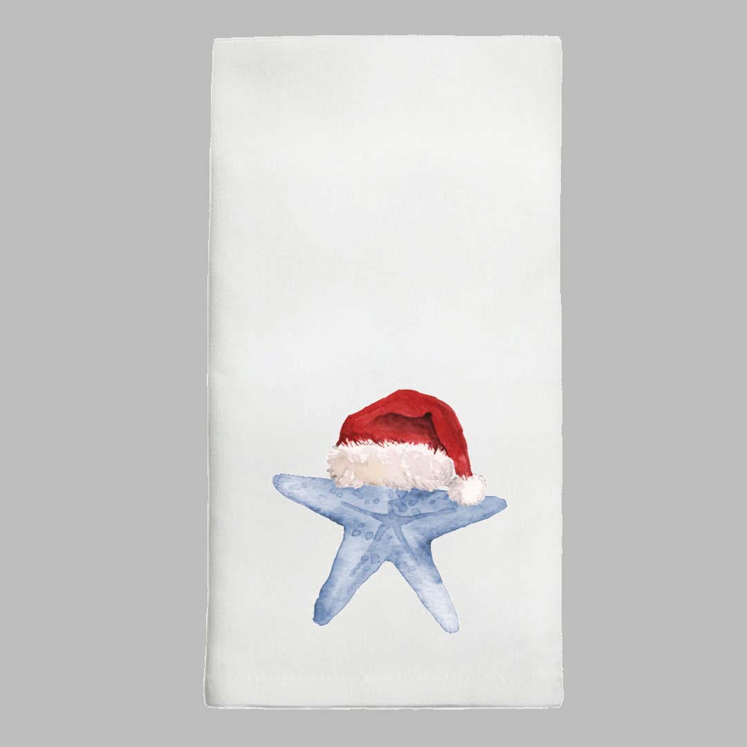 Watercolor Santa Starfish Tea Towel