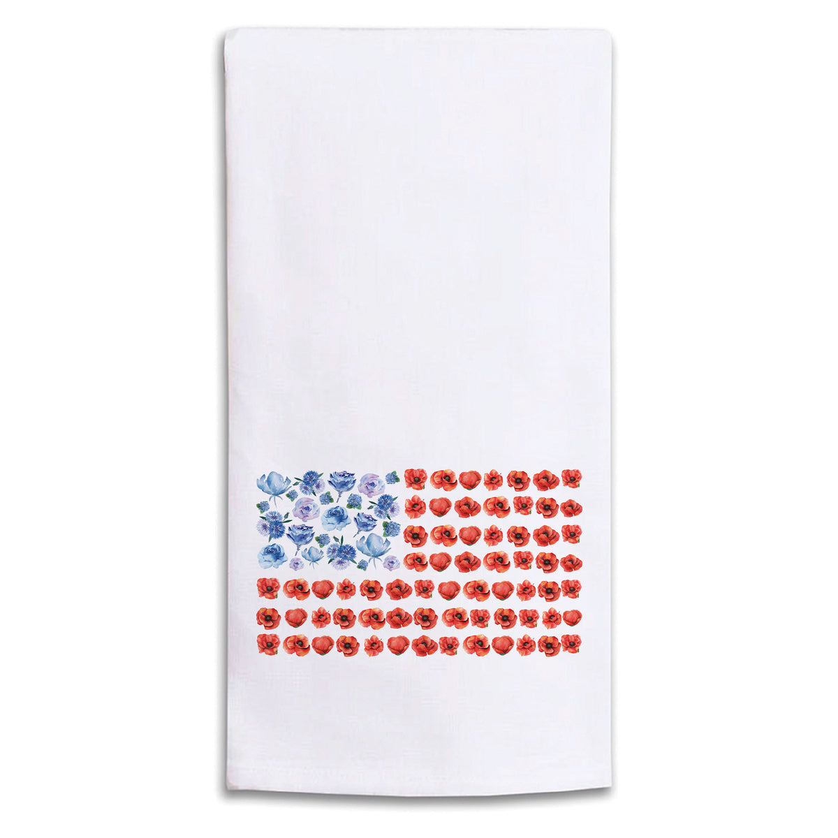 American Flag Floral Tea Towel