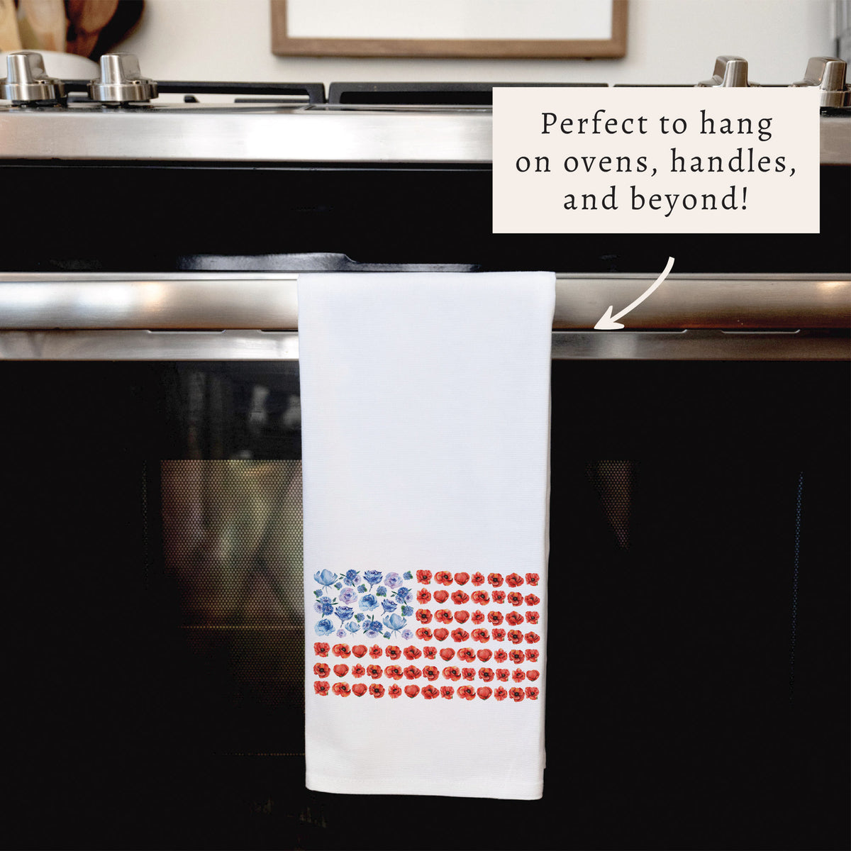 American Flag Floral Tea Towel
